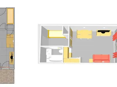 Plan de l'établissement Studio sud au pied des pistes à la Daille, animaux acceptés - FR-1-694-179