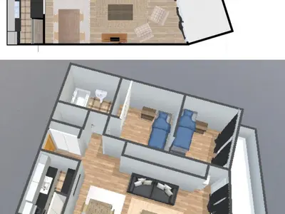Coin salon dans l'établissement Appartement confortable au sud avec balcon et lave-linge - FR-1-694-180