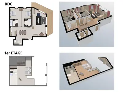 Plan de l'établissement Appartement de Charme avec Cheminée et Grande Mezzanine à Val-d'Isère - FR-1-694-189