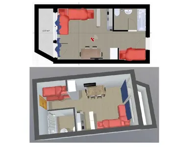Plan de l'établissement Studio sud au pied des pistes, balcon et animaux acceptés - FR-1-694-209
