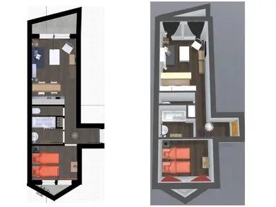 Plan de l'établissement Confortable appartement skis aux pieds à La Daille avec animaux acceptés - FR-1-694-210