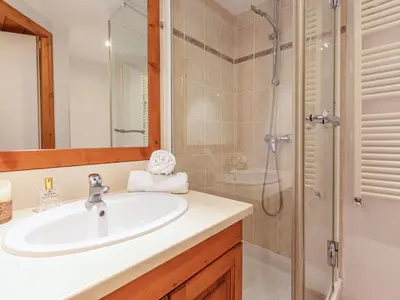 Salle de bains dans l'établissement Studio cozy avec alcôve, lumineux, animaux admis, Val-d'Isère - FR-1-694-225