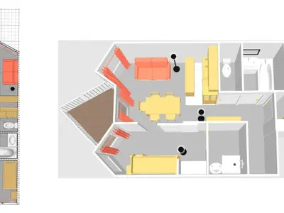 Plan de l'établissement Appartement aux pieds des pistes, exposé Sud, 6 pers, animaux acceptés - FR-1-694-227
