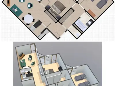 Plan de l'établissement Charmant 3 pièces avec balcon, Wifi, acceptant animaux, au centre de Val-d'Isère - FR-1-694-252