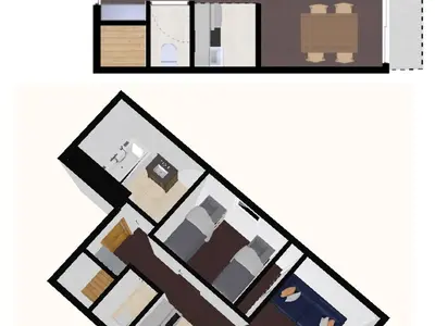 Plan de l'établissement Studio confortable avec lits faits et ménage inclus à Val-d'Isère - FR-1-694-288