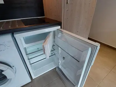 Cuisine ou kitchenette dans l'établissement Studio cabine rénové au pied des pistes avec wifi et animaux acceptés - FR-1-694-299