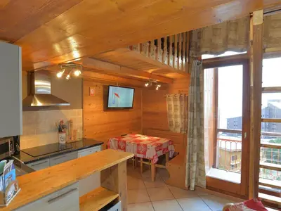 Cuisine ou kitchenette dans l'établissement Studio calme avec balcon à Arc 2000, 6 pers. - FR-1-346-540