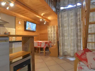 Cuisine ou kitchenette dans l'établissement Studio calme avec balcon à Arc 2000, 6 pers. - FR-1-346-540