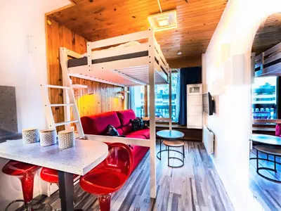 Coin salon dans l'établissement Résidence Bec Rouge - Studio lumineux·Skis aux pieds·Balcon MAE-6794