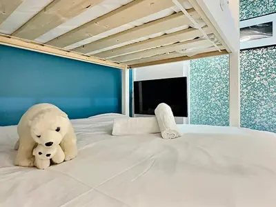 Un ou plusieurs lits dans un hébergement de l'établissement Tignes - Appartement 4 pers, balcon sud, TV Orange, wifi - FR-1-411-874
