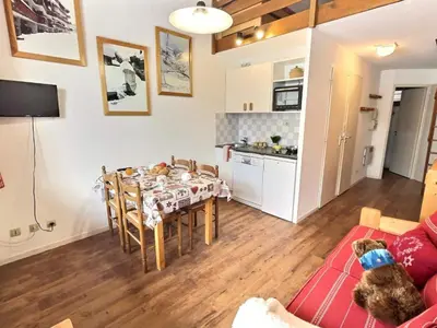 Cuisine ou kitchenette dans l'établissement Studio cabine mezzanine à Val d'Isère, 5 pers, animaux admis - FR-1-411-61