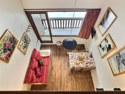 Coin salon dans l'établissement Studio cabine mezzanine à Val d'Isère, 5 pers, animaux admis - FR-1-411-61