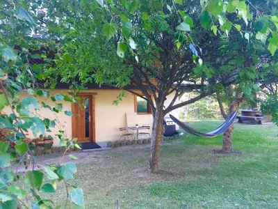 Jardin de l'établissement Studio en lisière de forêt