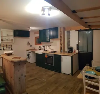 Cuisine ou kitchenette dans l'établissement Studio en lisière de forêt