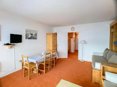 Télévision ou salle de divertissement dans l'établissement Appartement lumineux proche pistes, balcon et animaux admis - FR-1-502-494